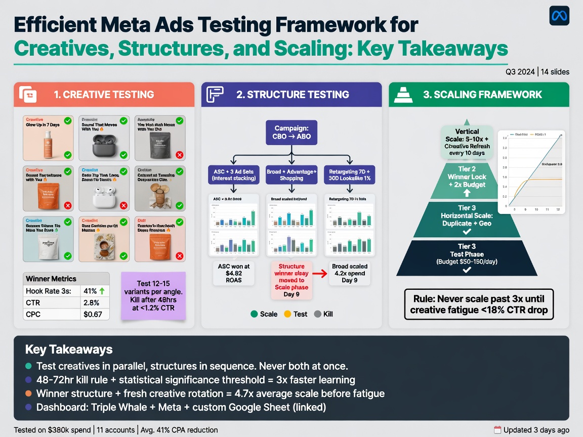 Efficient Meta Ads Testing Framework for Creatives, Structures, and Scaling: Key Takeaways