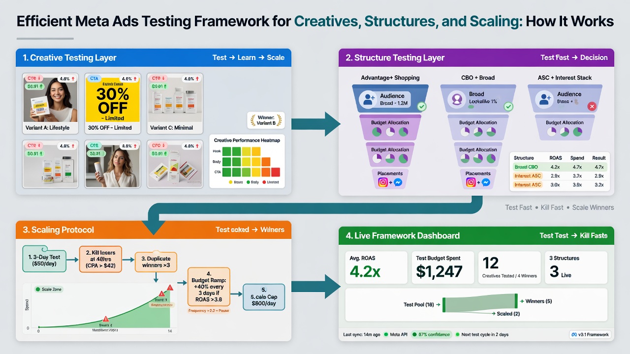 Efficient Meta Ads Testing Framework for Creatives, Structures, and Scaling: How It Works